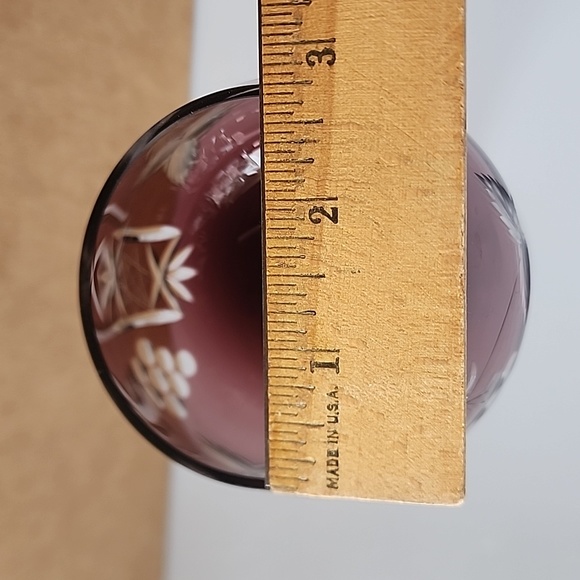 Ruby Red Crystal Etched Wine Hock Goblet. Champagne/Water/Wine Glass. - Picture 11 of 12